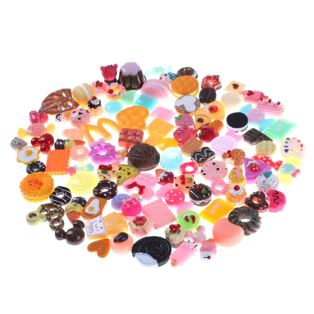 10 Assorted Food Cakes Donuts Biscuit Dollhouse Miniature Kitchen Decoration for Children play ,Resin Crafts