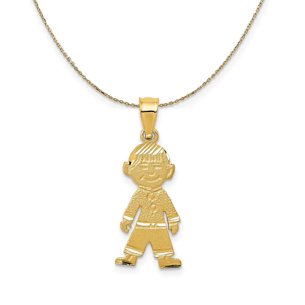 14k Yellow Gold Diamond Cut Boy (10mm) Necklace