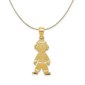 14k Yellow Gold Diamond Cut Boy (10mm) Necklace