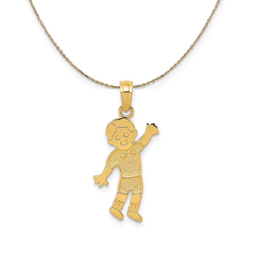 14k Yellow Gold Smiling Boy (10mm) Necklace