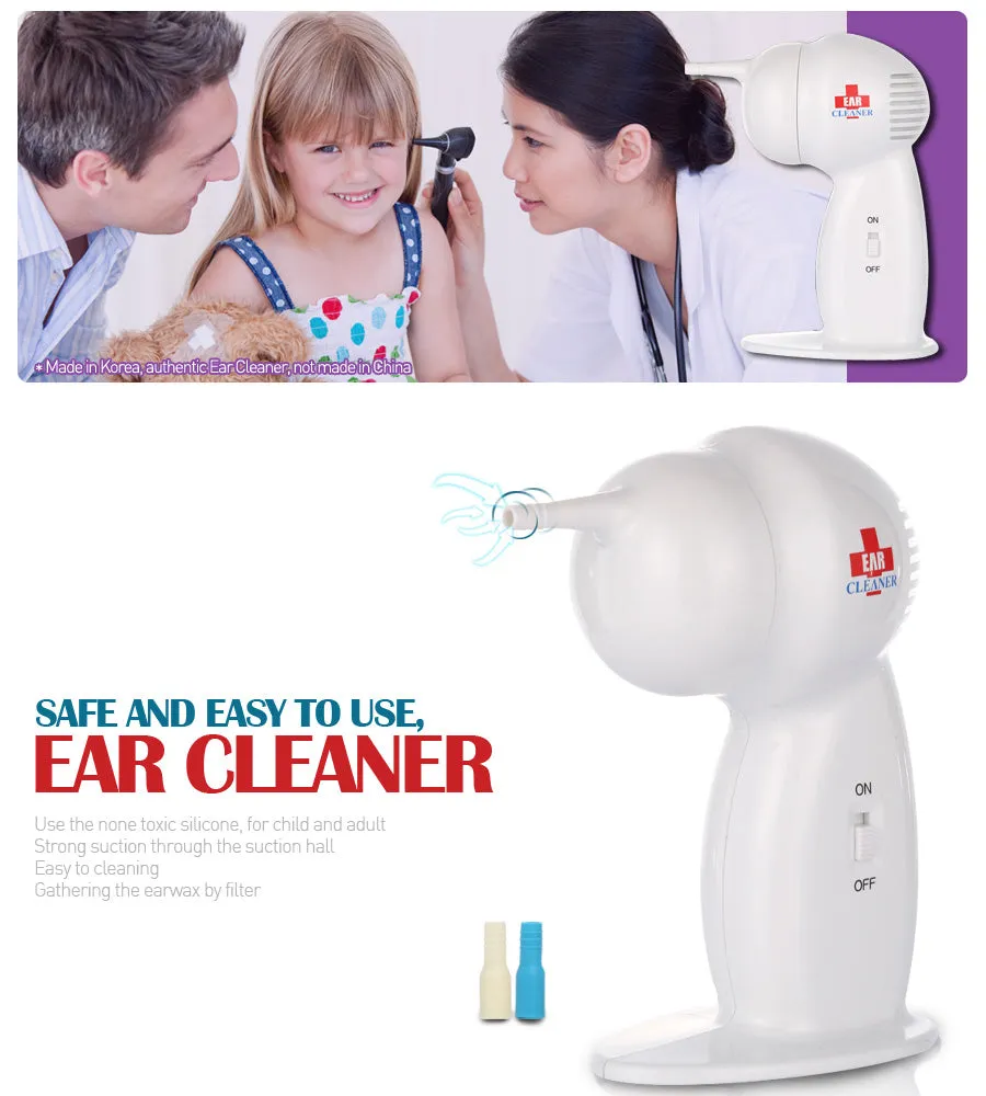 2 Pieces Ear Cleaners Wax Removers Cordless Vacuum Painless Suction Made in Korea Children Senior non-toxic silicone tube infect