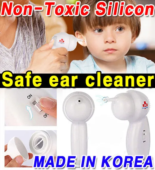 2 Pieces Ear Cleaners Wax Removers Cordless Vacuum Painless Suction Made in Korea Children Senior non-toxic silicone tube infect