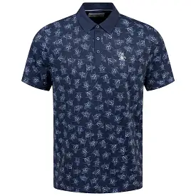 All-Over 60s Floral Pete Print Polo Black Iris - SS24