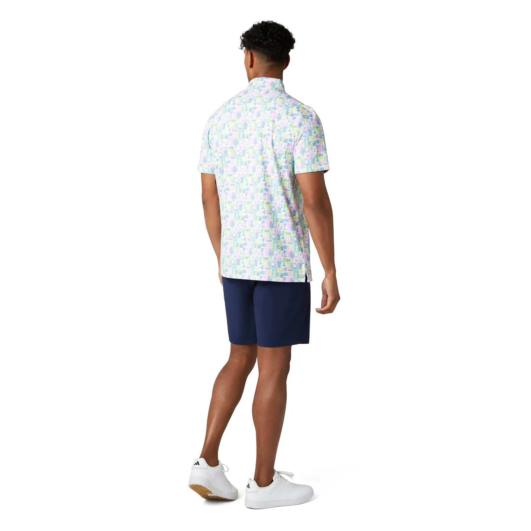 All-Over Novelty Grid Print Polo Bright White - SS24