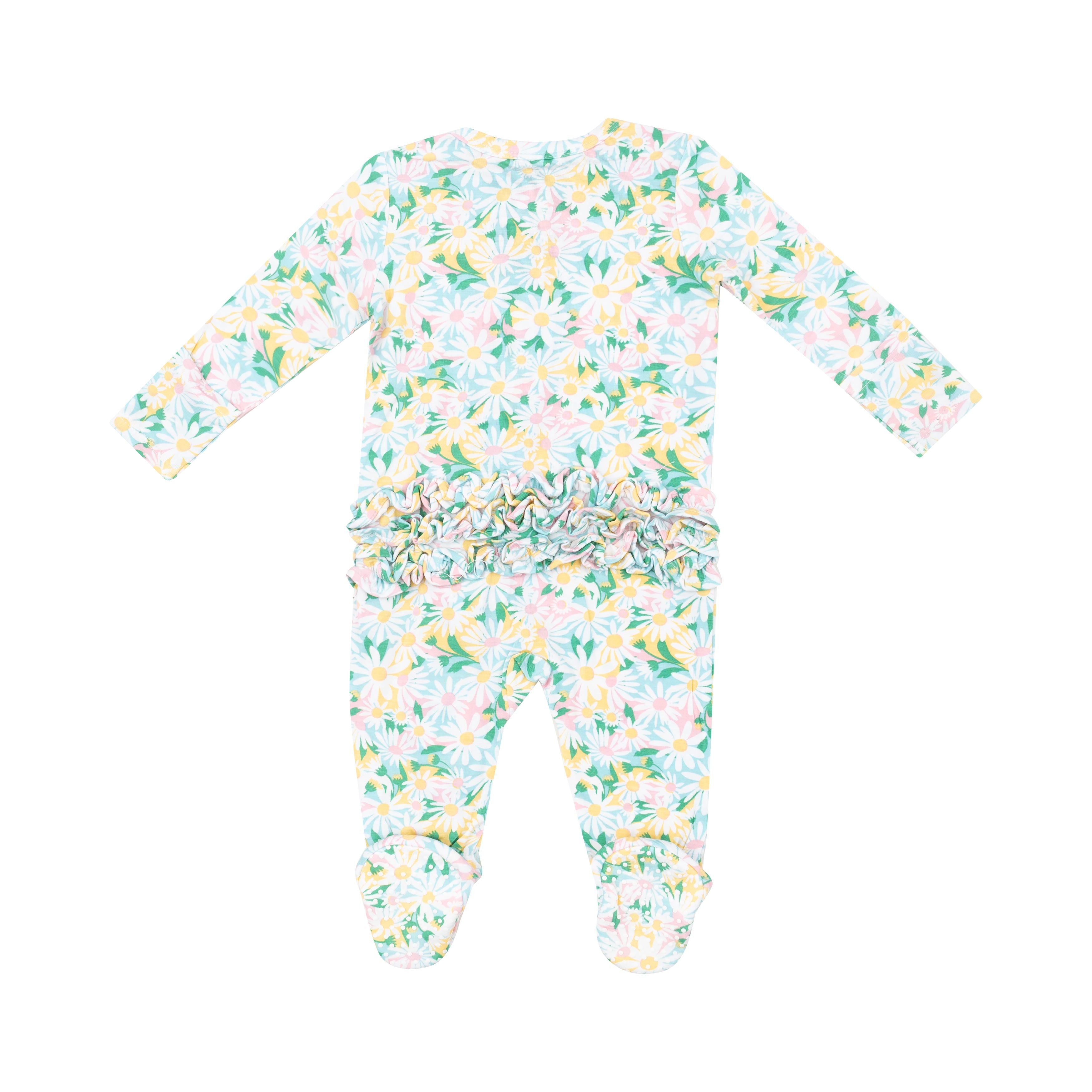 Angel Dear - Color Fill Daisies Ruffle Zipper Footie