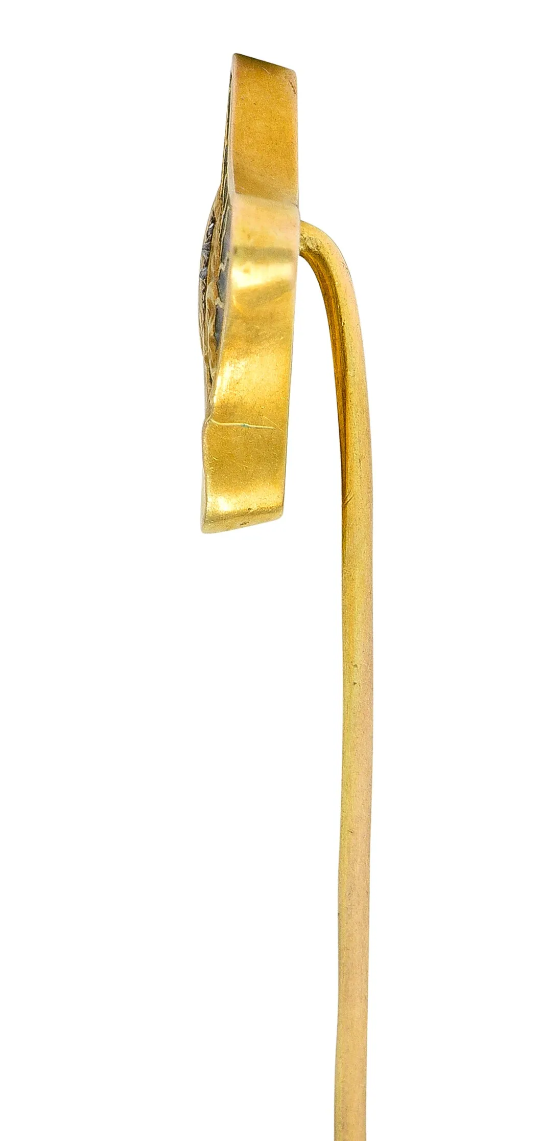 Art Nouveau Diamond Plique-A-Jour Enamel 18 Karat Yellow Gold Gibson Girl Stickpin