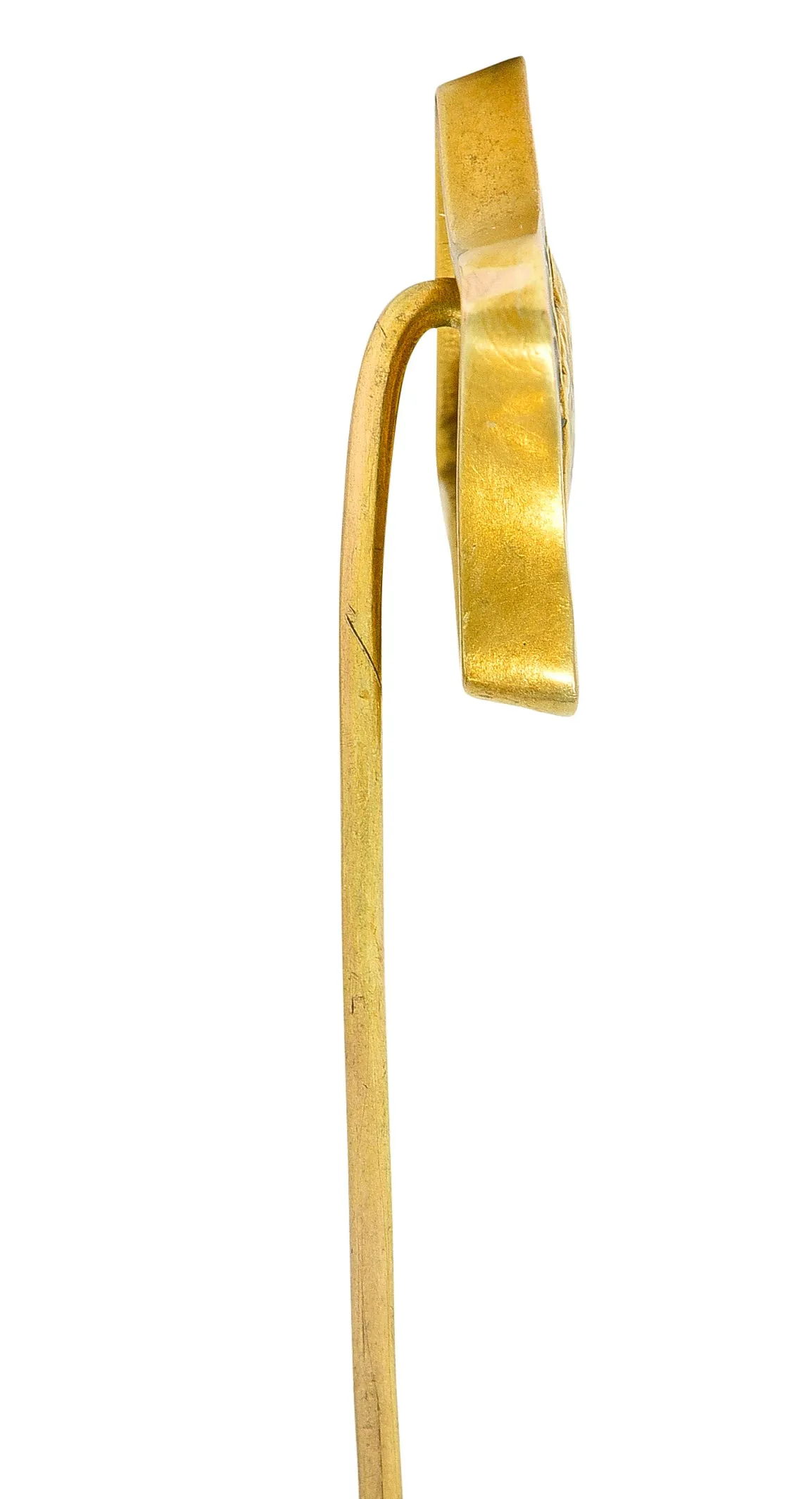 Art Nouveau Diamond Plique-A-Jour Enamel 18 Karat Yellow Gold Gibson Girl Stickpin