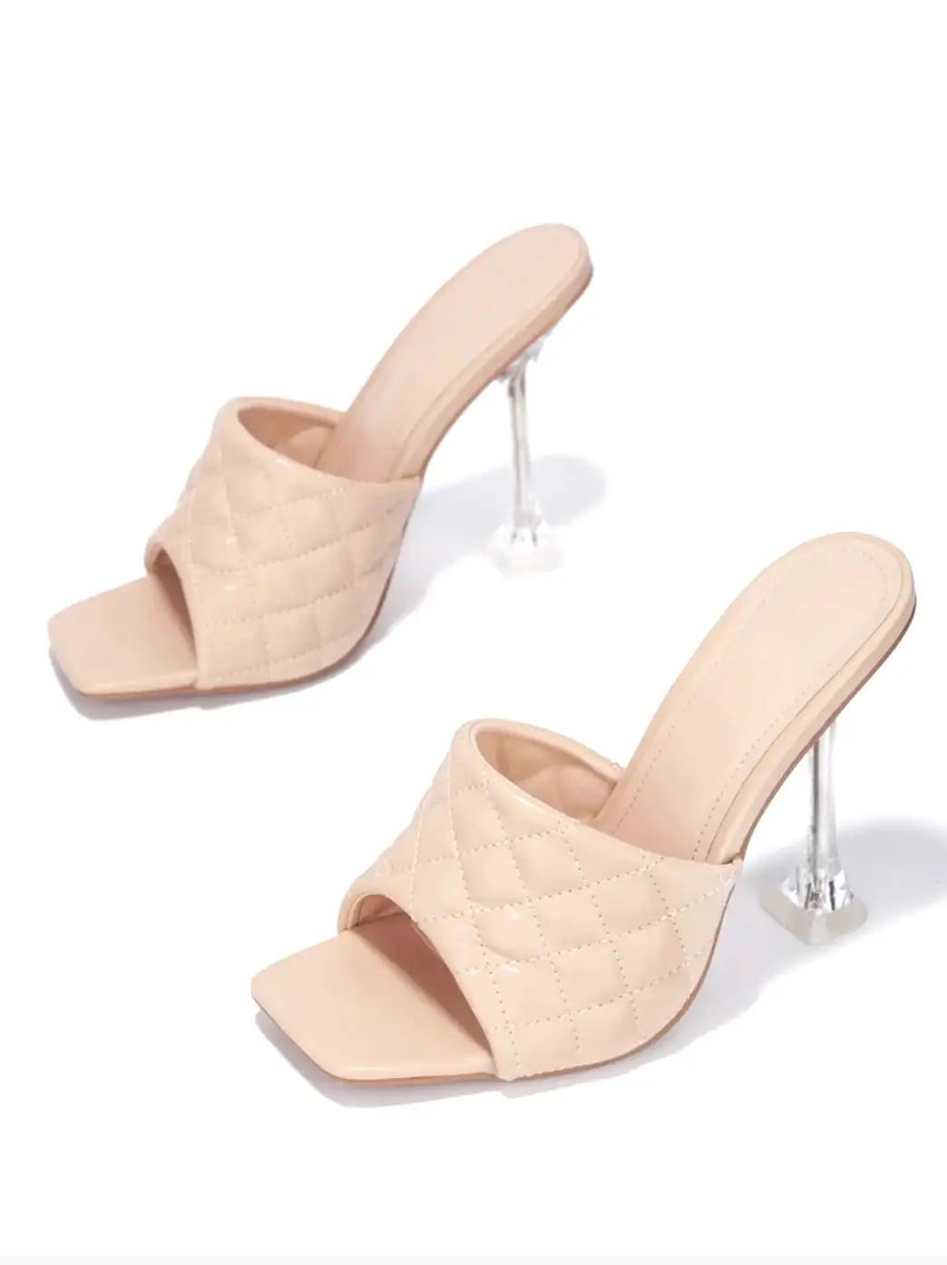 Audrey Quilted Heels - Nude