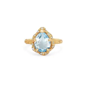 Baby Queen Water Drop Aquamarine Ring with Sprinkled Diamonds