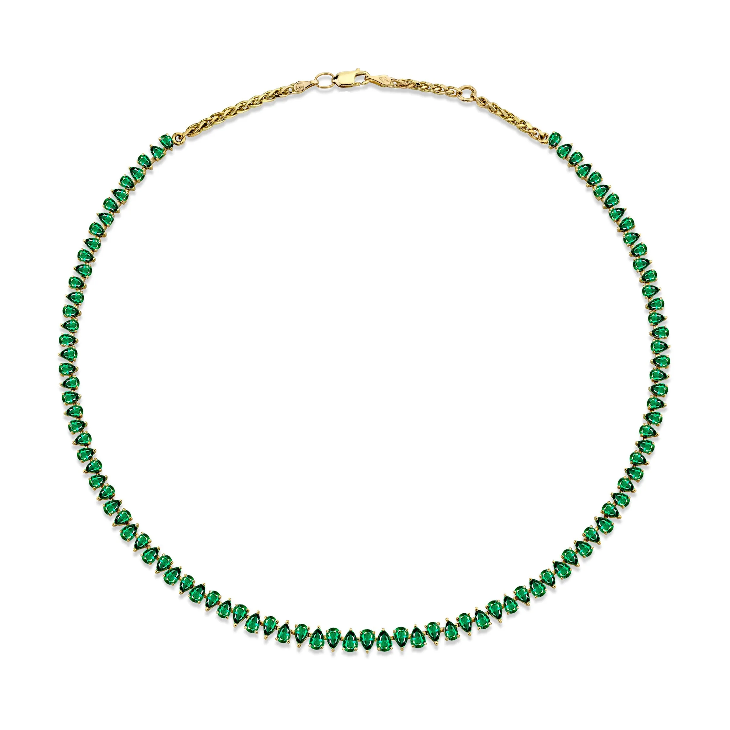 Baby Reverse Water Drop Emerald Tennis Necklace