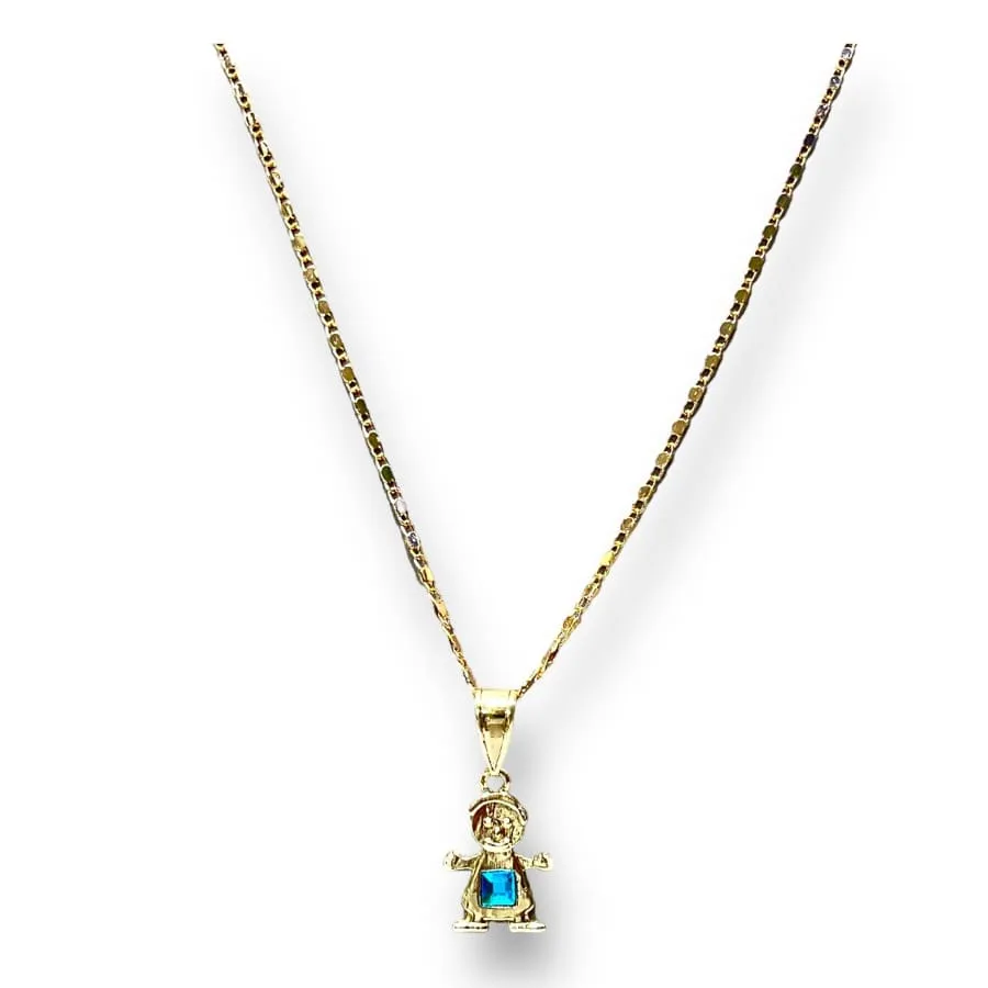 Boy blue charm pendant necklace in of 14k of gold plated