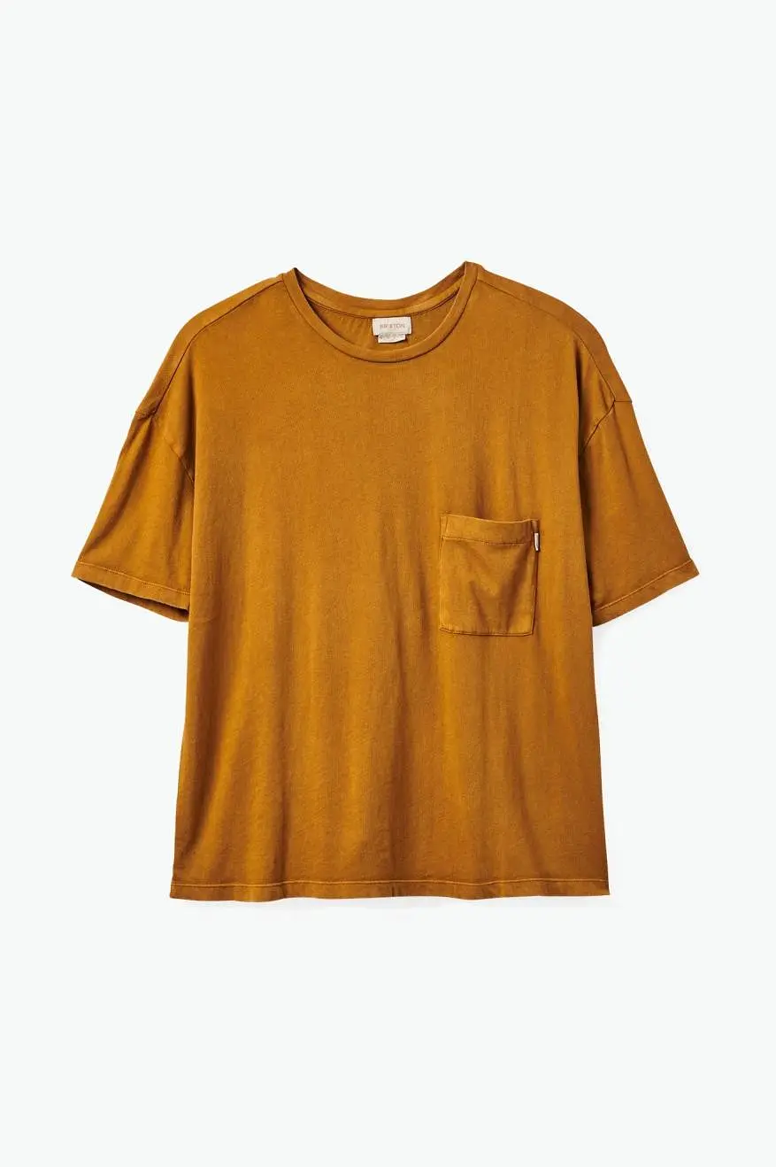 Carefree Oversized Boyfriend Pocket Tee - Washed Copper