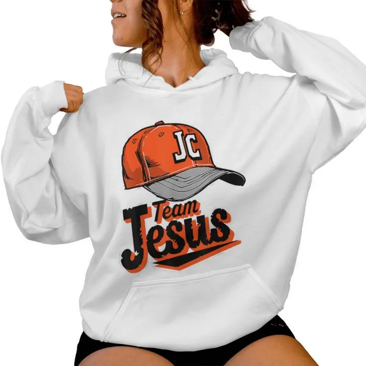 Christian Clothing Team Jesus Orange Baseball Hat Retro Women Hoodie