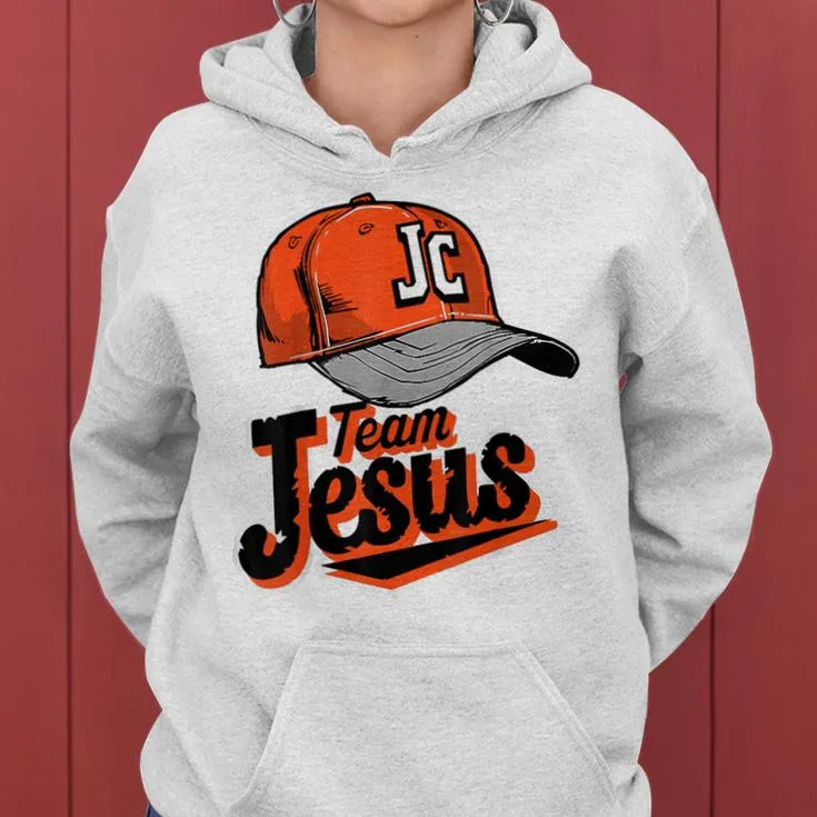 Christian Clothing Team Jesus Orange Baseball Hat Retro Women Hoodie