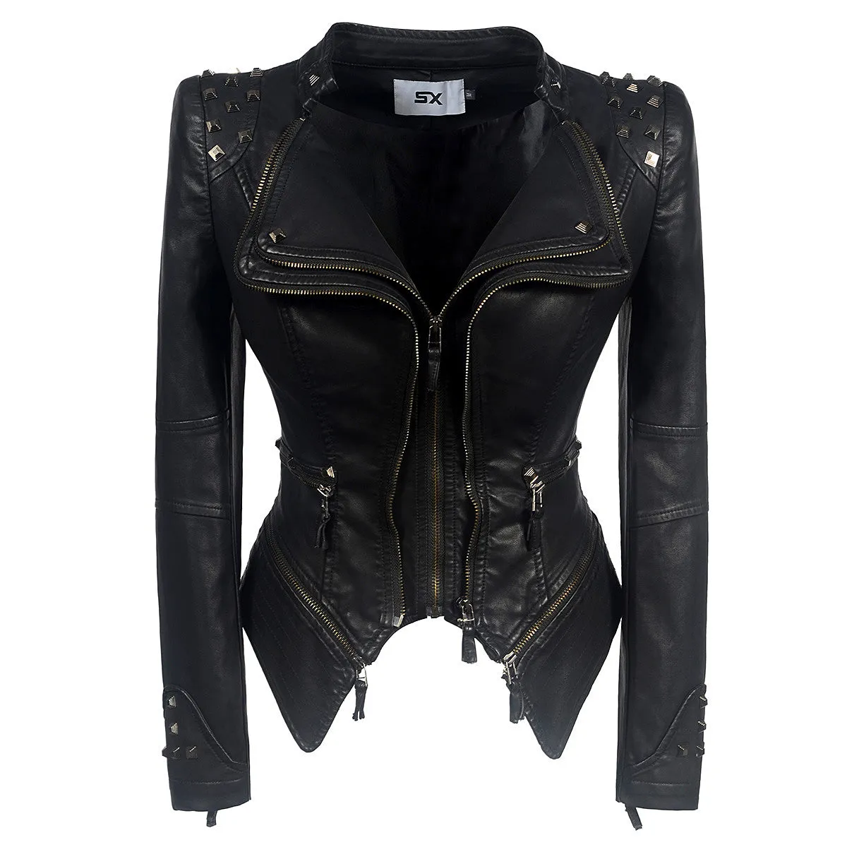 CLEARANCE / Rocker Chic Clothing / Studded Leather Jacket for Women - EU