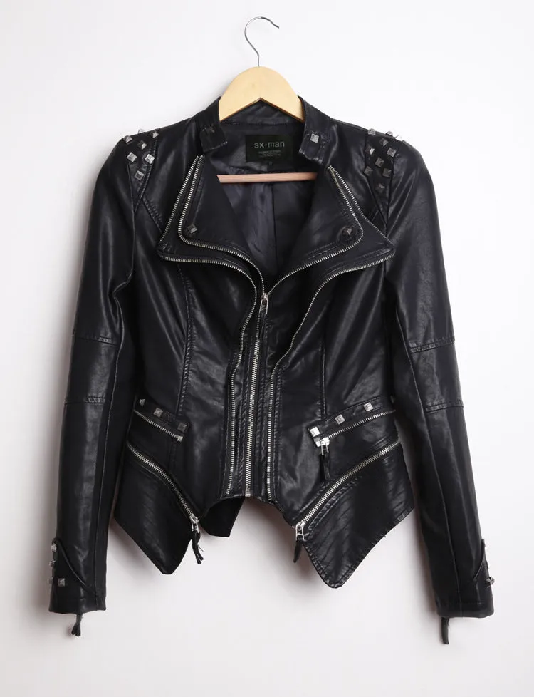 CLEARANCE / Rocker Chic Clothing / Studded Leather Jacket for Women - EU