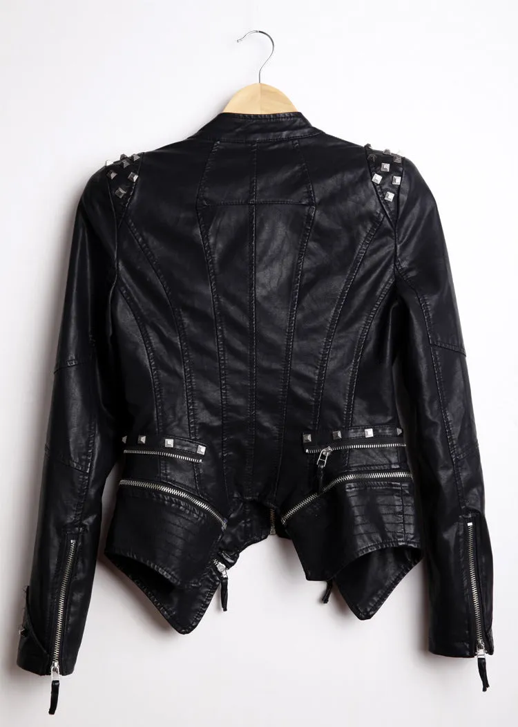 CLEARANCE / Rocker Chic Clothing / Studded Leather Jacket for Women - EU