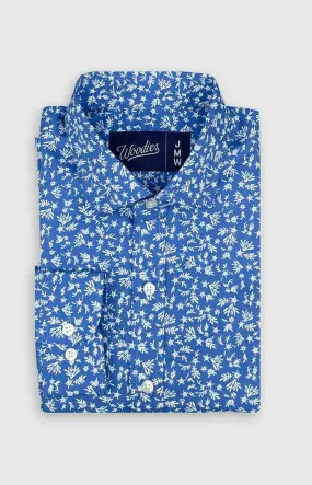 Comfortable Men's Shirt in Dark Navy Micro Floral Print - Woodies Clothing