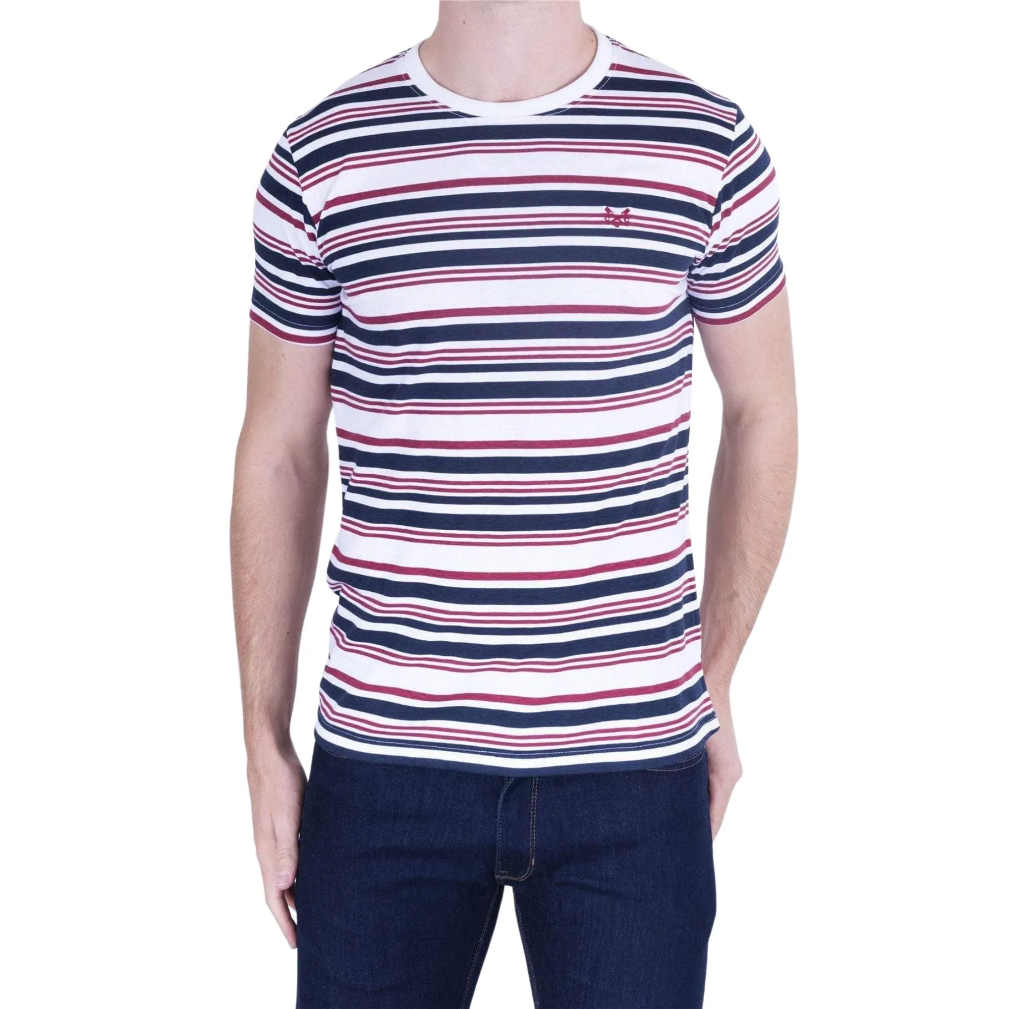 Crew Clothing Men Stripes Short Sleeve Cotton Top