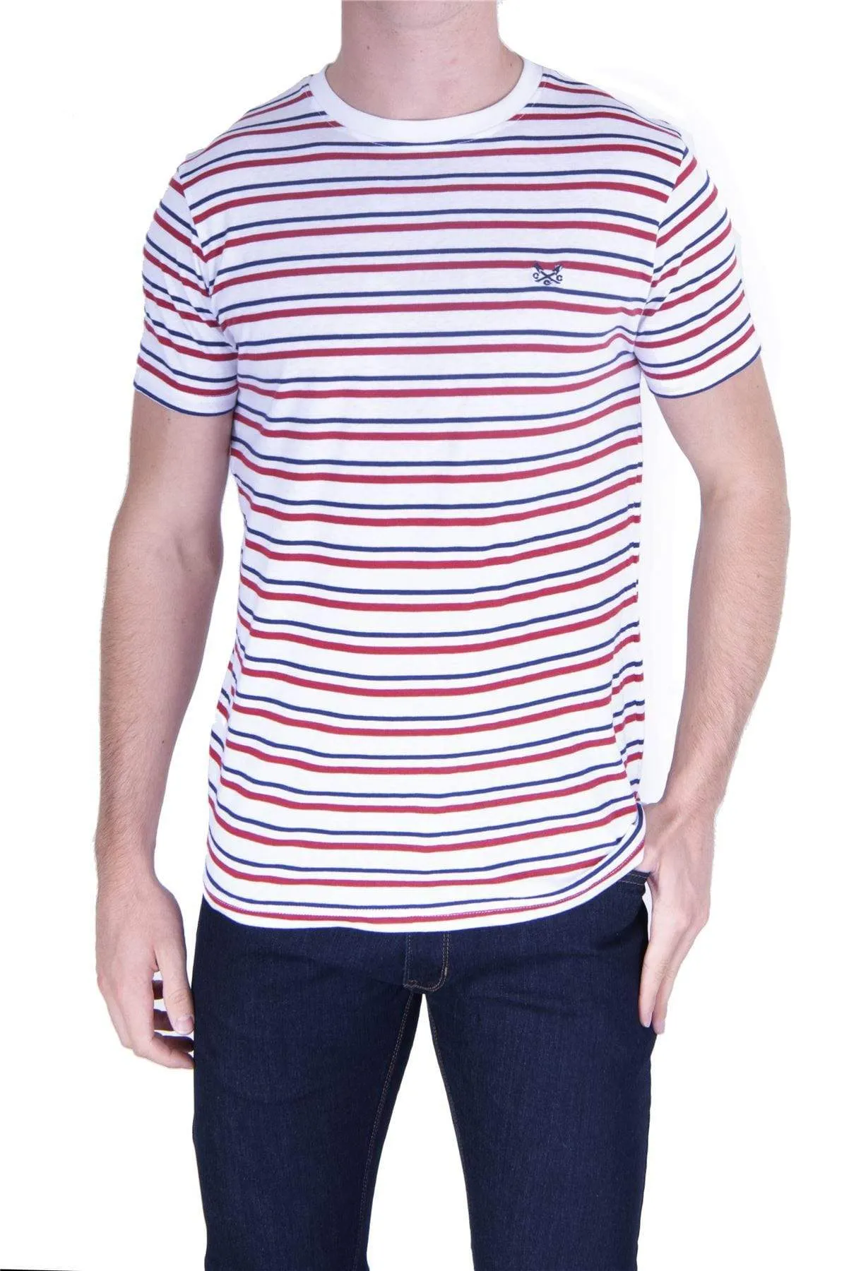 Crew Clothing Men Stripes Short Sleeve Cotton Top