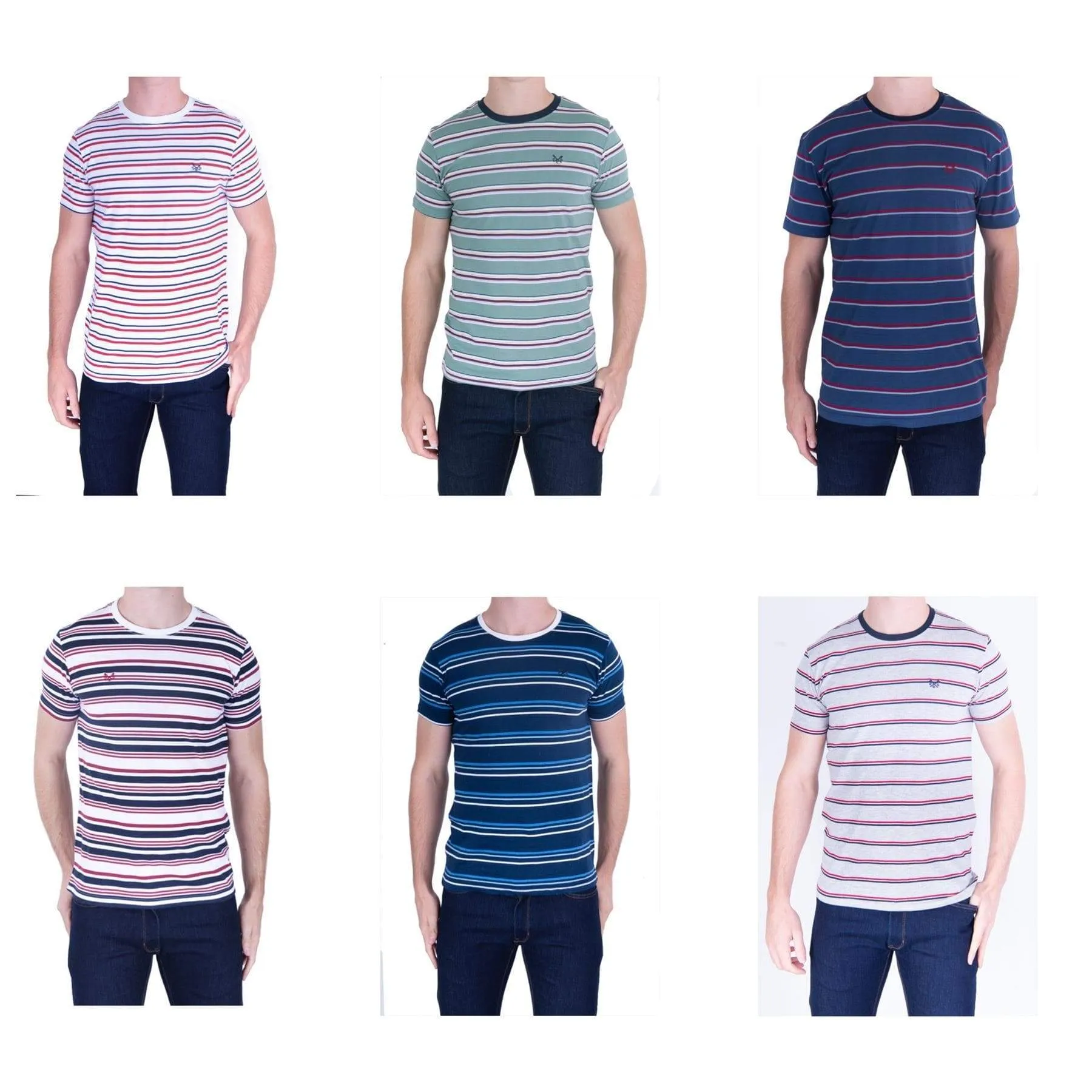 Crew Clothing Men Stripes Short Sleeve Cotton Top