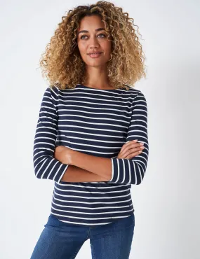 Crew Clothing Women's Jersey Striped Top - 10 - Navy Mix, Navy Mix