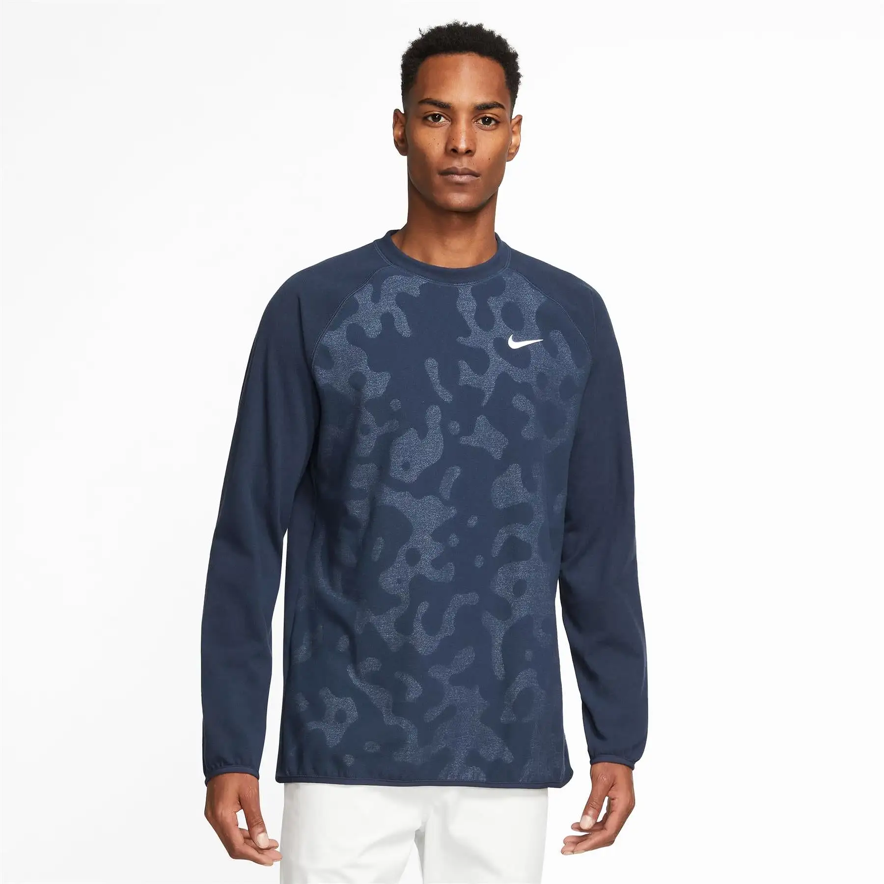 Dri-FIT Knitted Wool Camo Crew Neck Sweatshirt Navy - W23