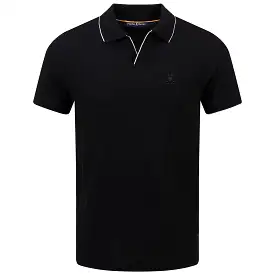 East Hills Johnny Collar Jacquard Polo Black - SS24