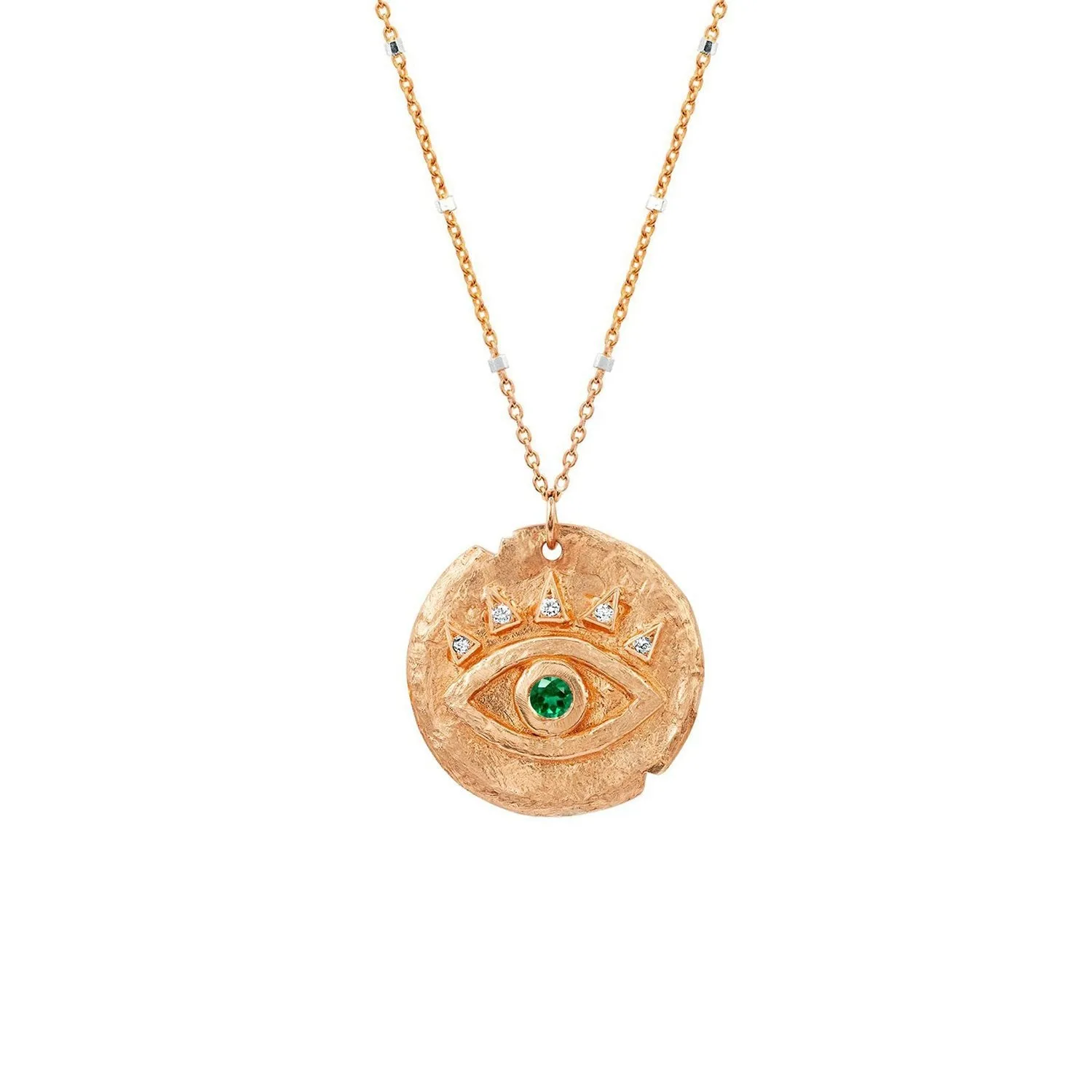 Emerald Baby Eye of Protection Coin Pendant