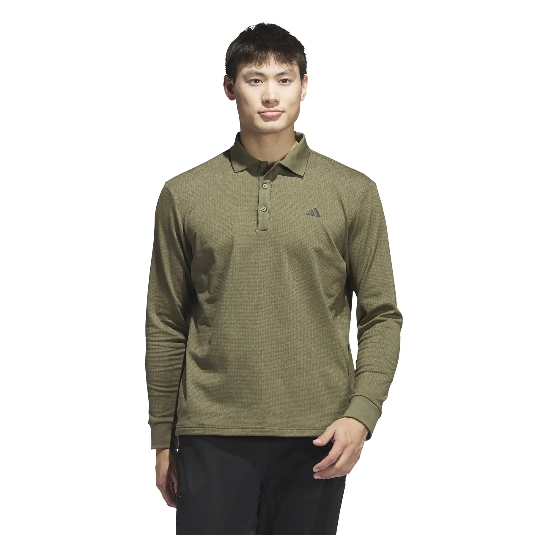 Essentials Long Sleeve Polo Olive Strata Melange - AW23