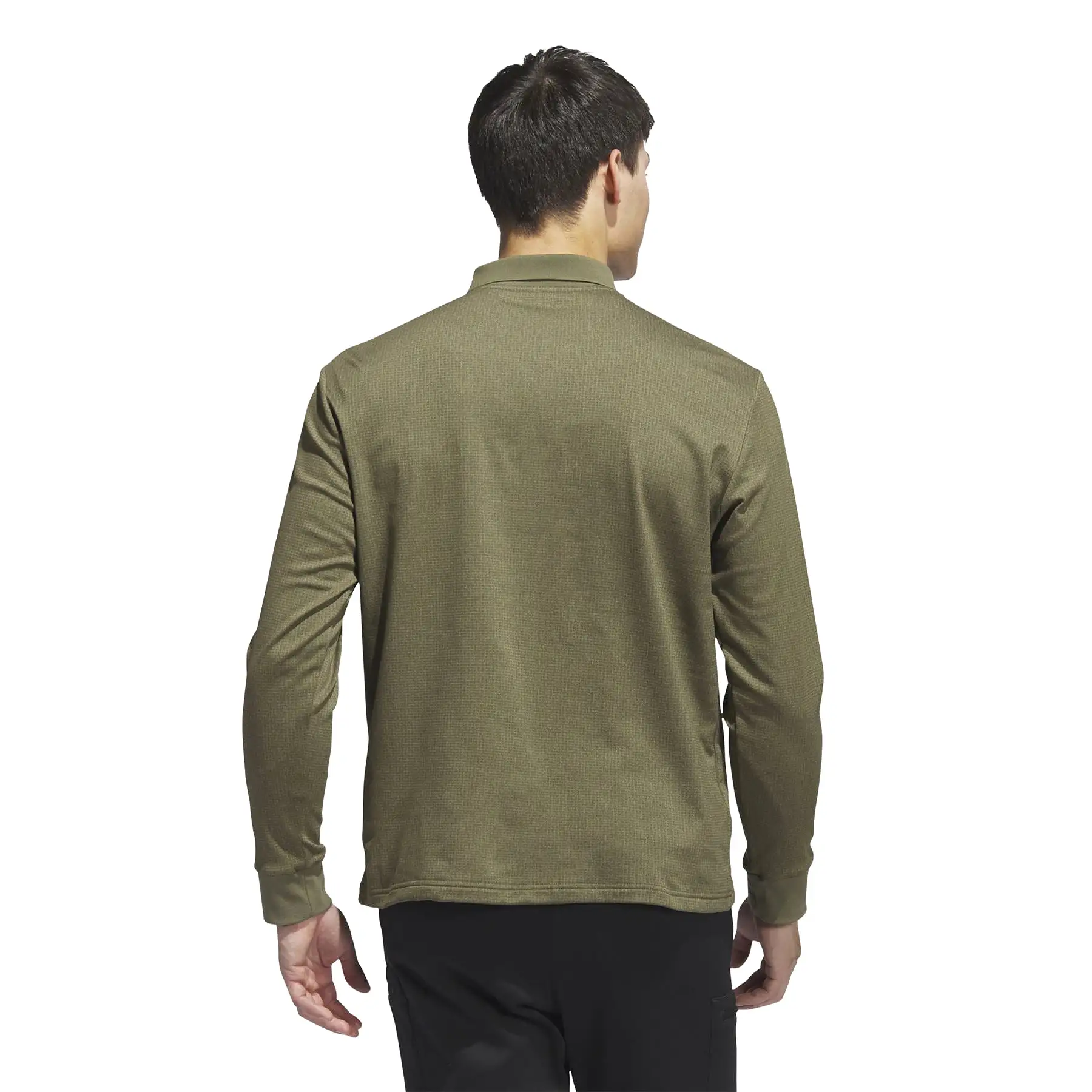 Essentials Long Sleeve Polo Olive Strata Melange - AW23