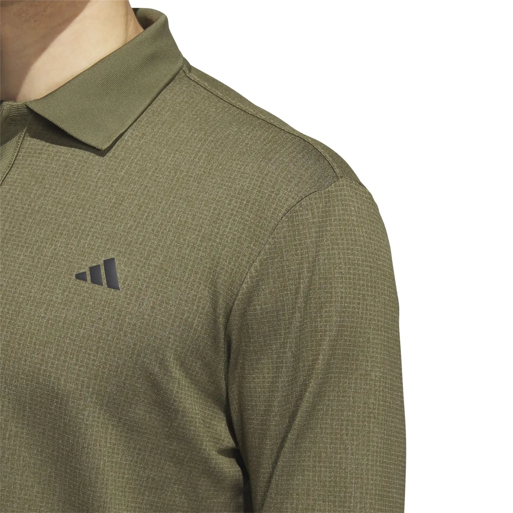 Essentials Long Sleeve Polo Olive Strata Melange - AW23