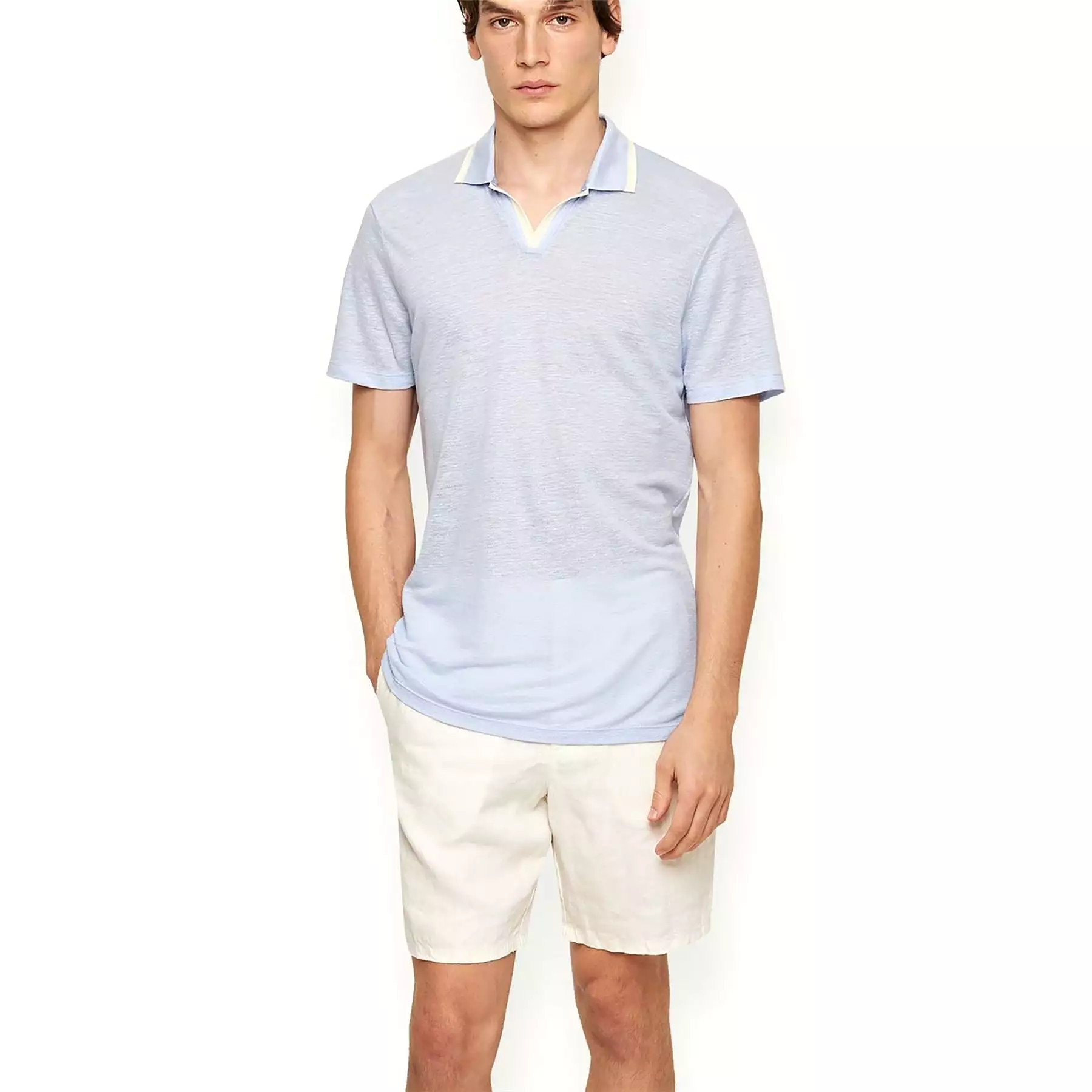 Felix Linen Pique Polo Soft Blue - SS24