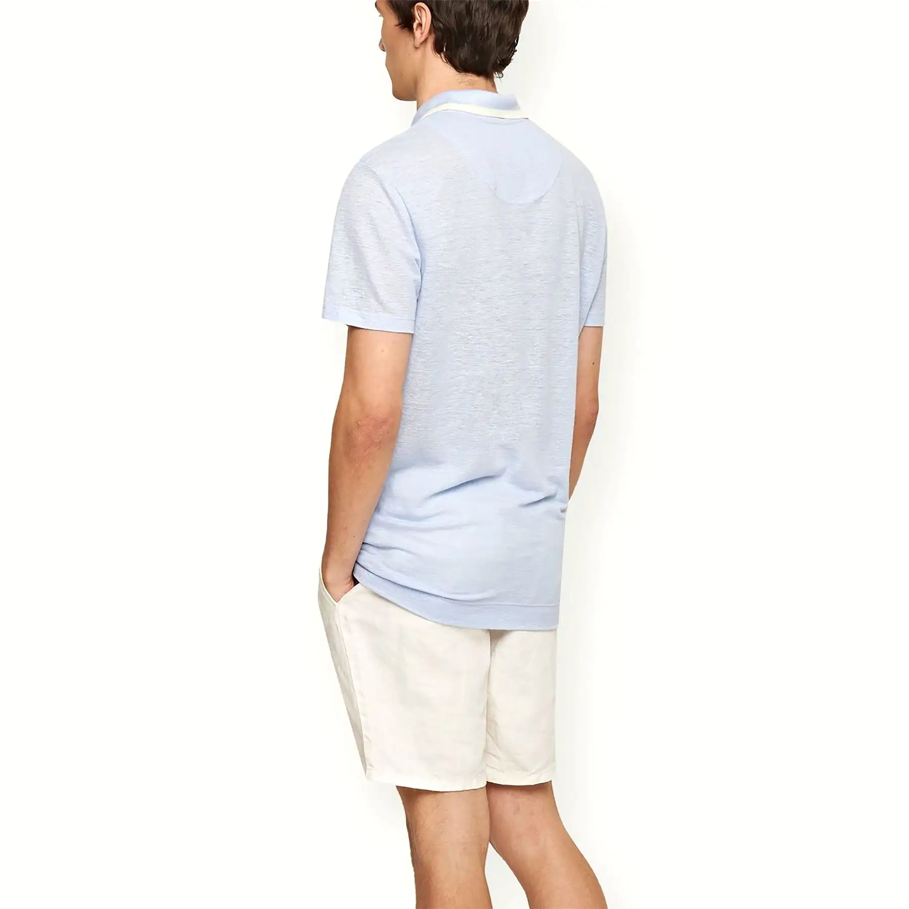 Felix Linen Pique Polo Soft Blue - SS24