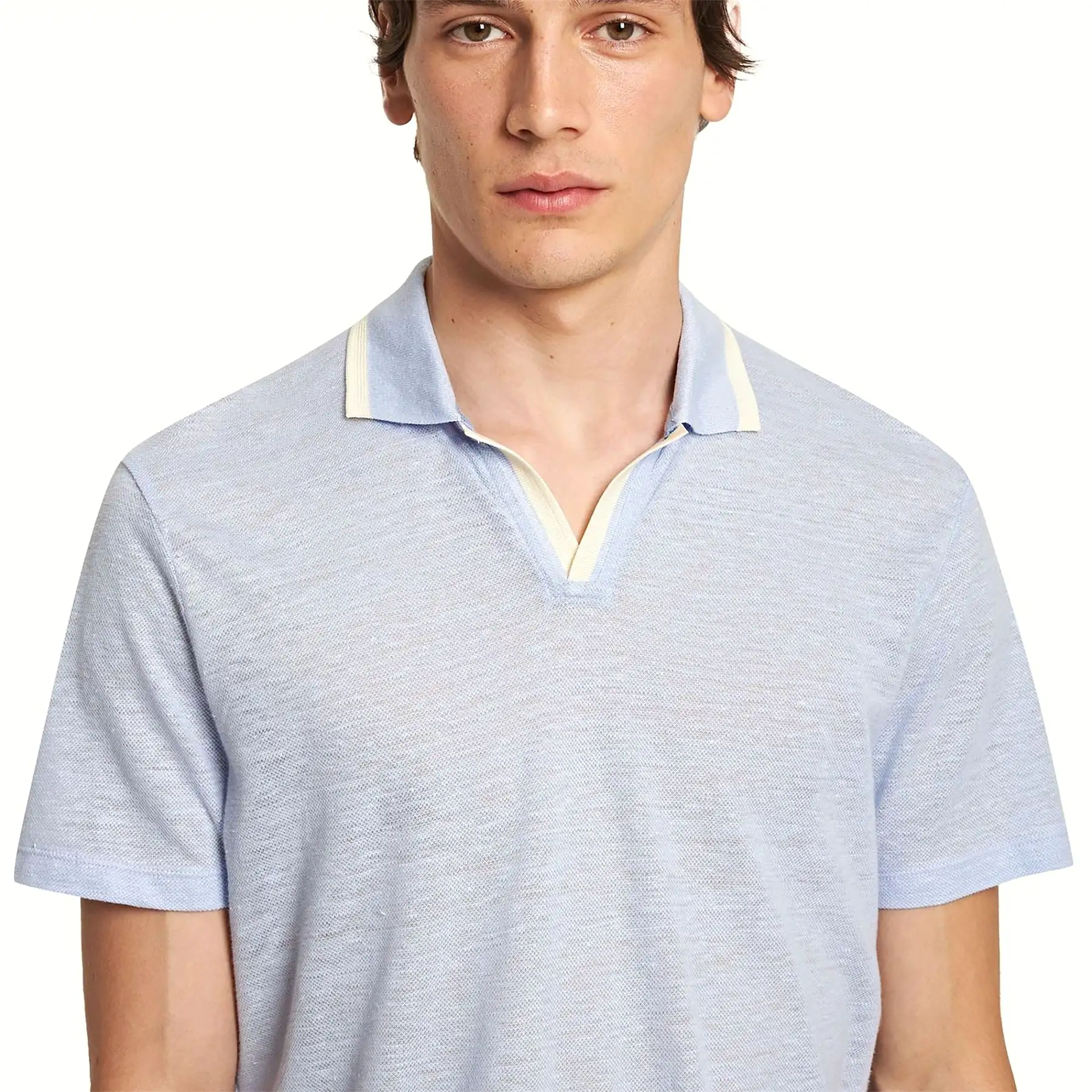 Felix Linen Pique Polo Soft Blue - SS24