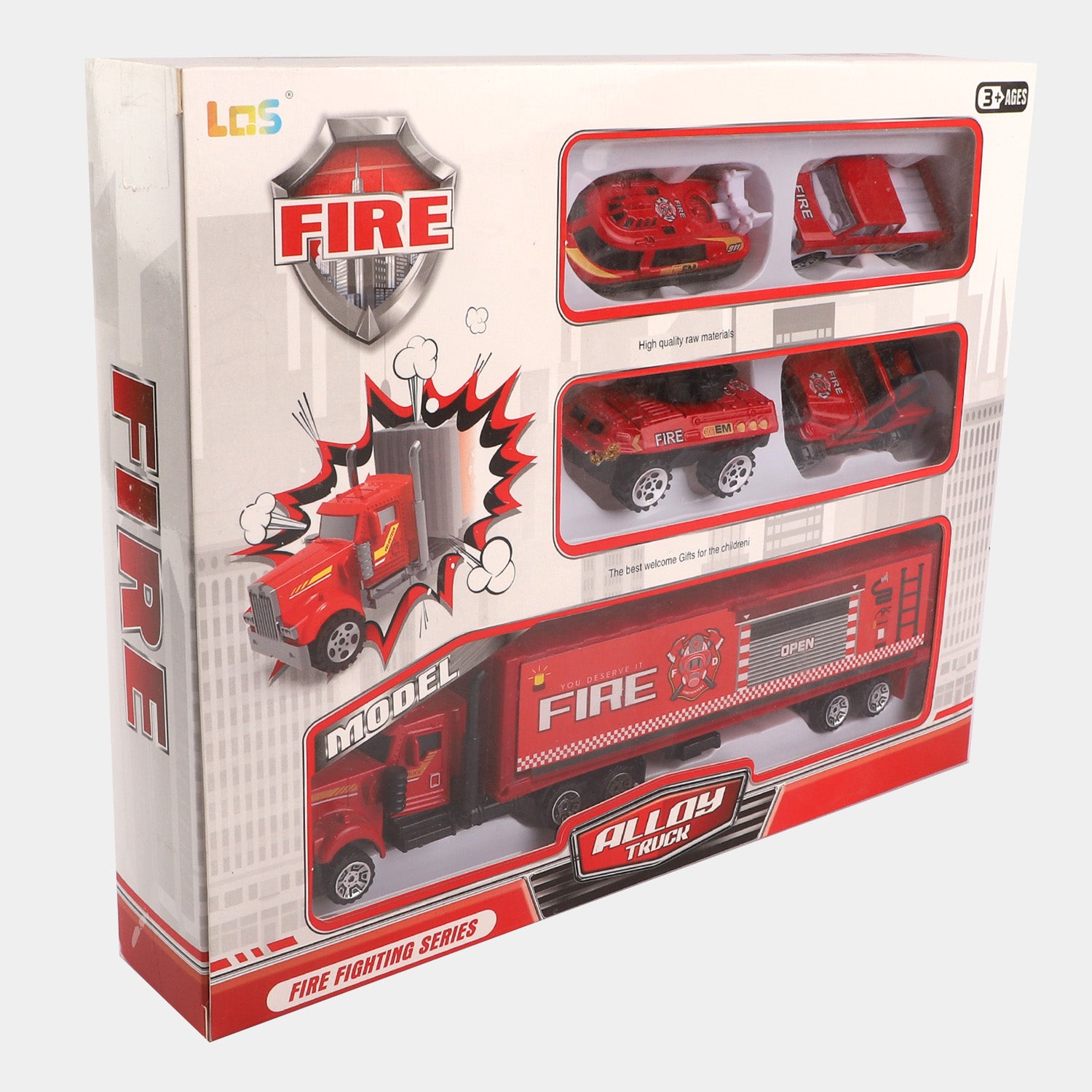 Fire Rescue Truck With 4Pcs Fire Vehicles For Kids