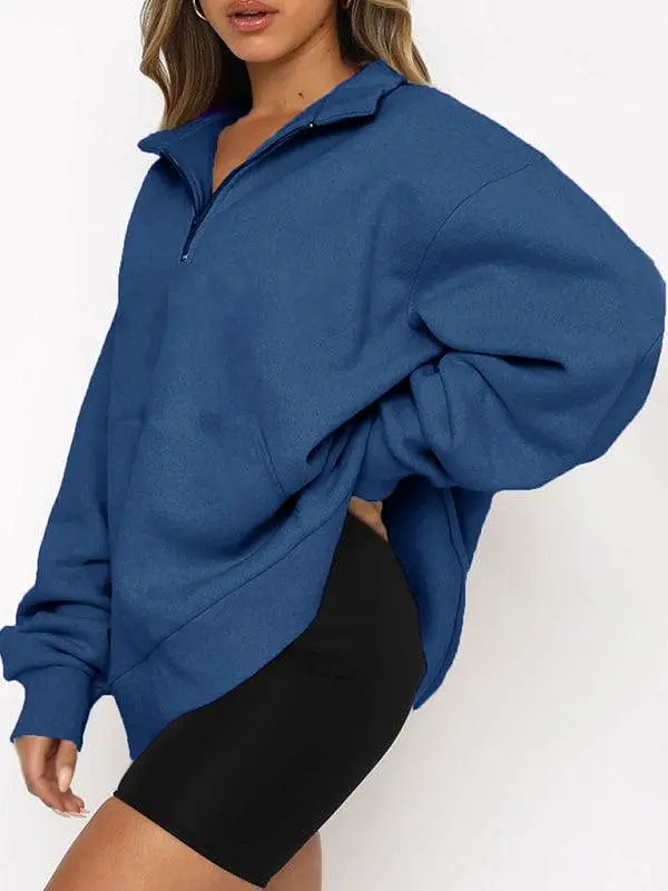 Front Pocket Zipper Women Sweatshirt