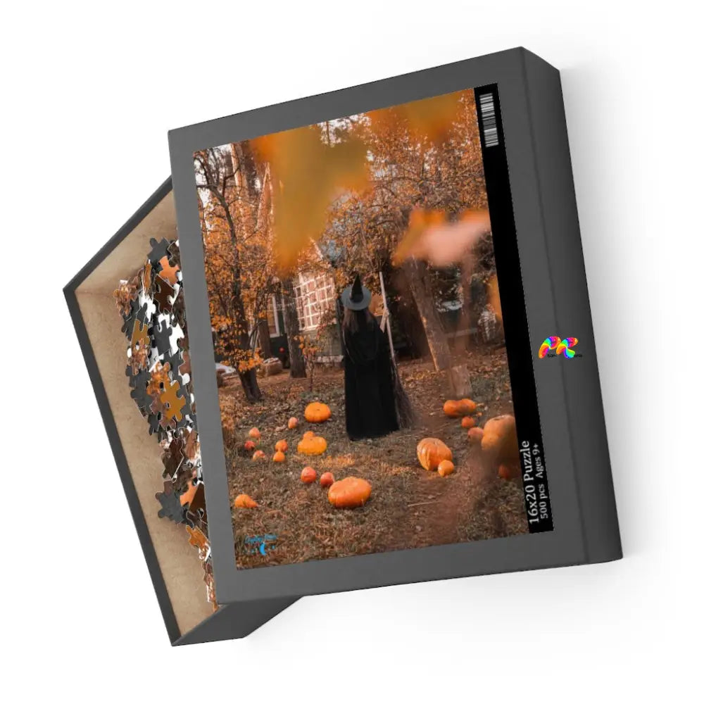 Girl Witch With Pumpkins Jigsaw Puzzle