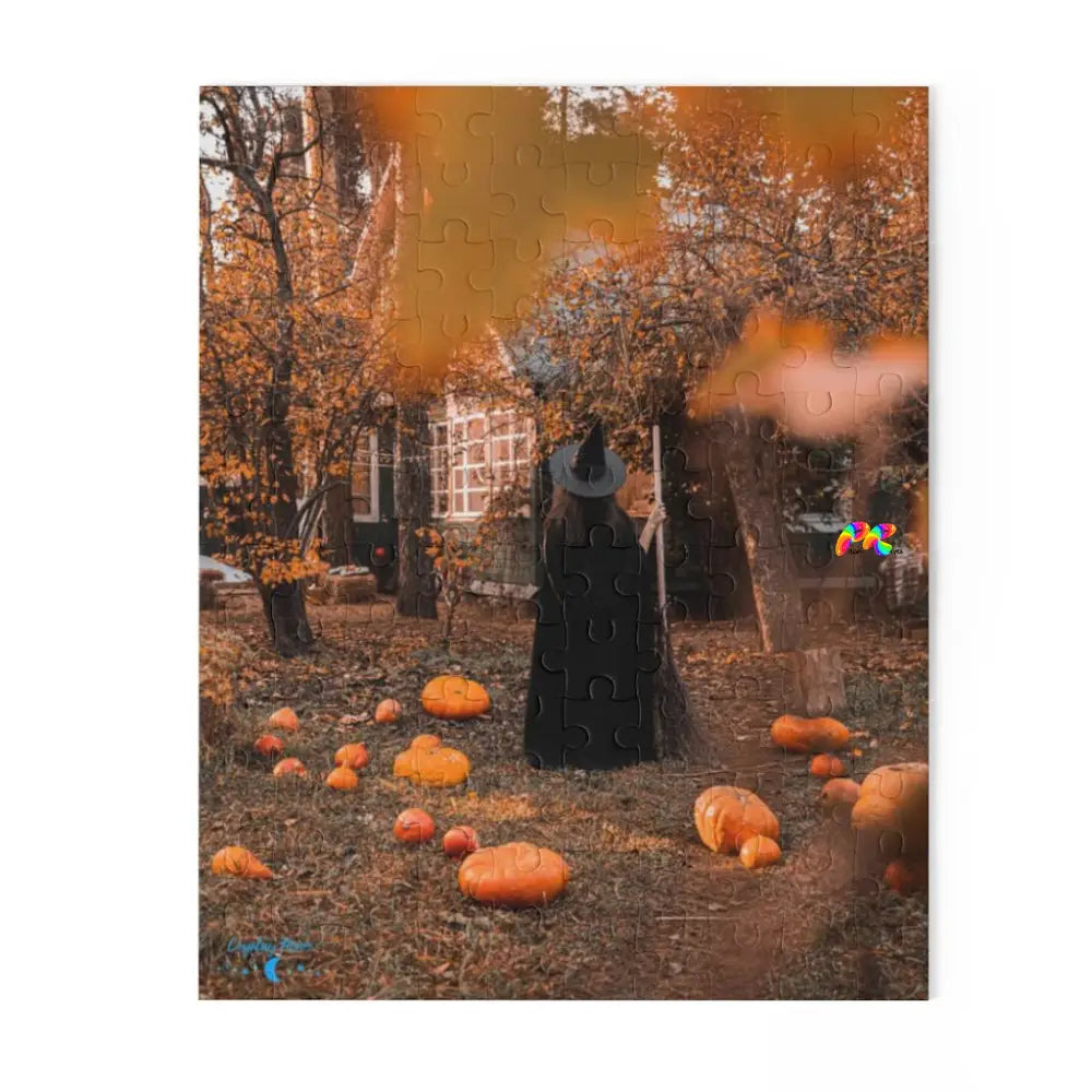 Girl Witch With Pumpkins Jigsaw Puzzle