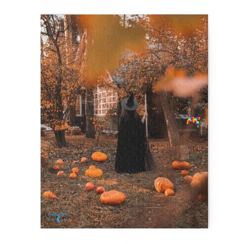 Girl Witch With Pumpkins Jigsaw Puzzle