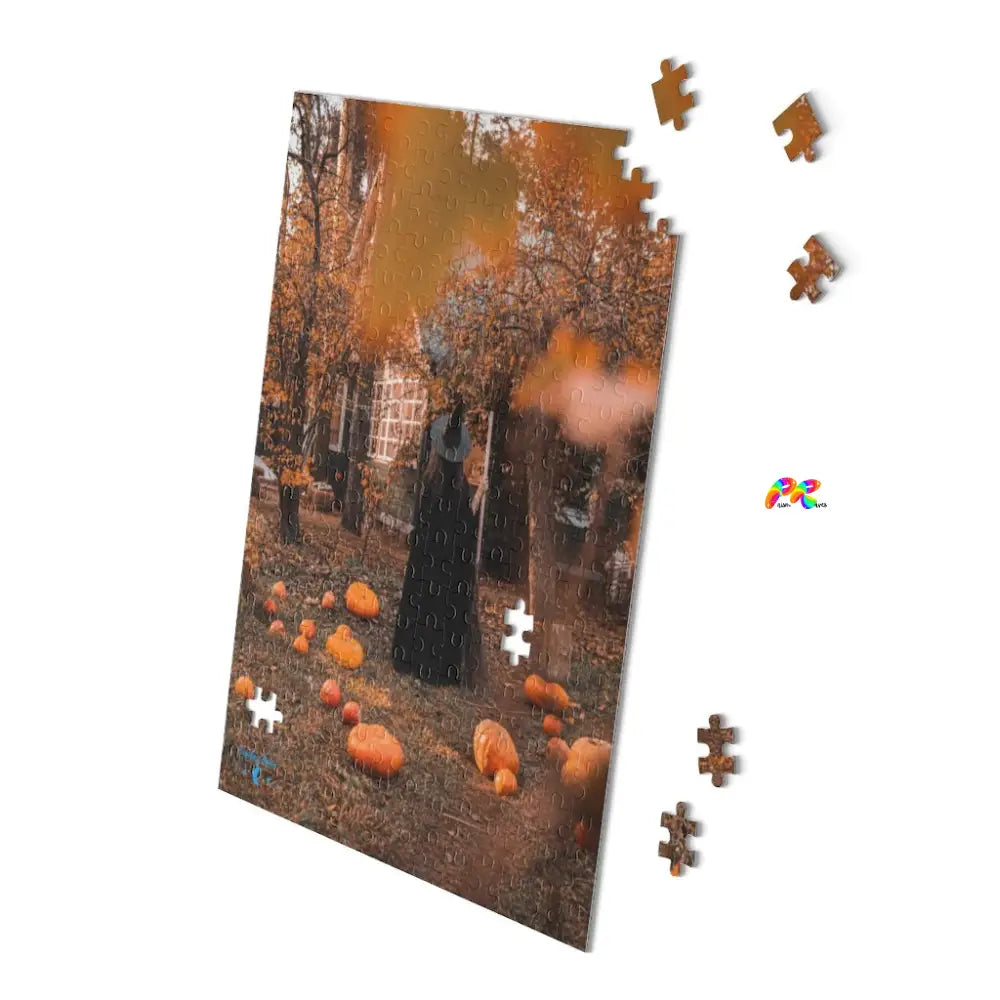 Girl Witch With Pumpkins Jigsaw Puzzle