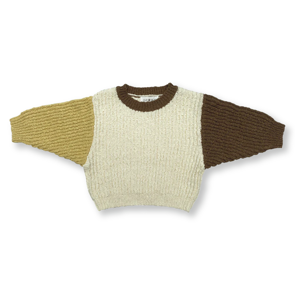 Grown - Slub Yard Pull Over - Colour Block