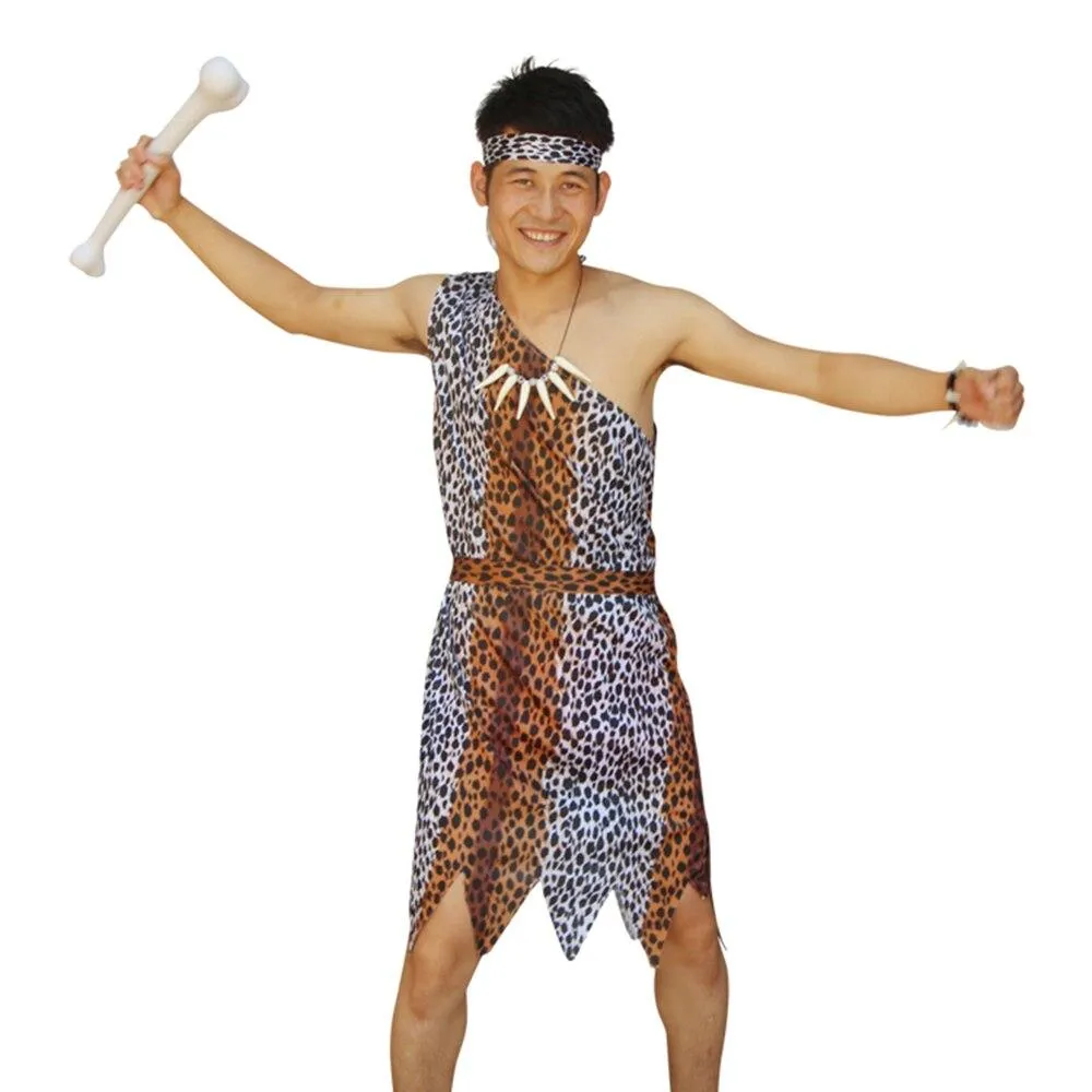 Halloween New Leopard Savage Caveman Primitive For Adult Lndian Clothing Carnival Costumes Men Women Couples Dress