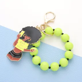 iLLASPARKZ Black Girl Magic Message Afro Beaded Keychain / Bracelet