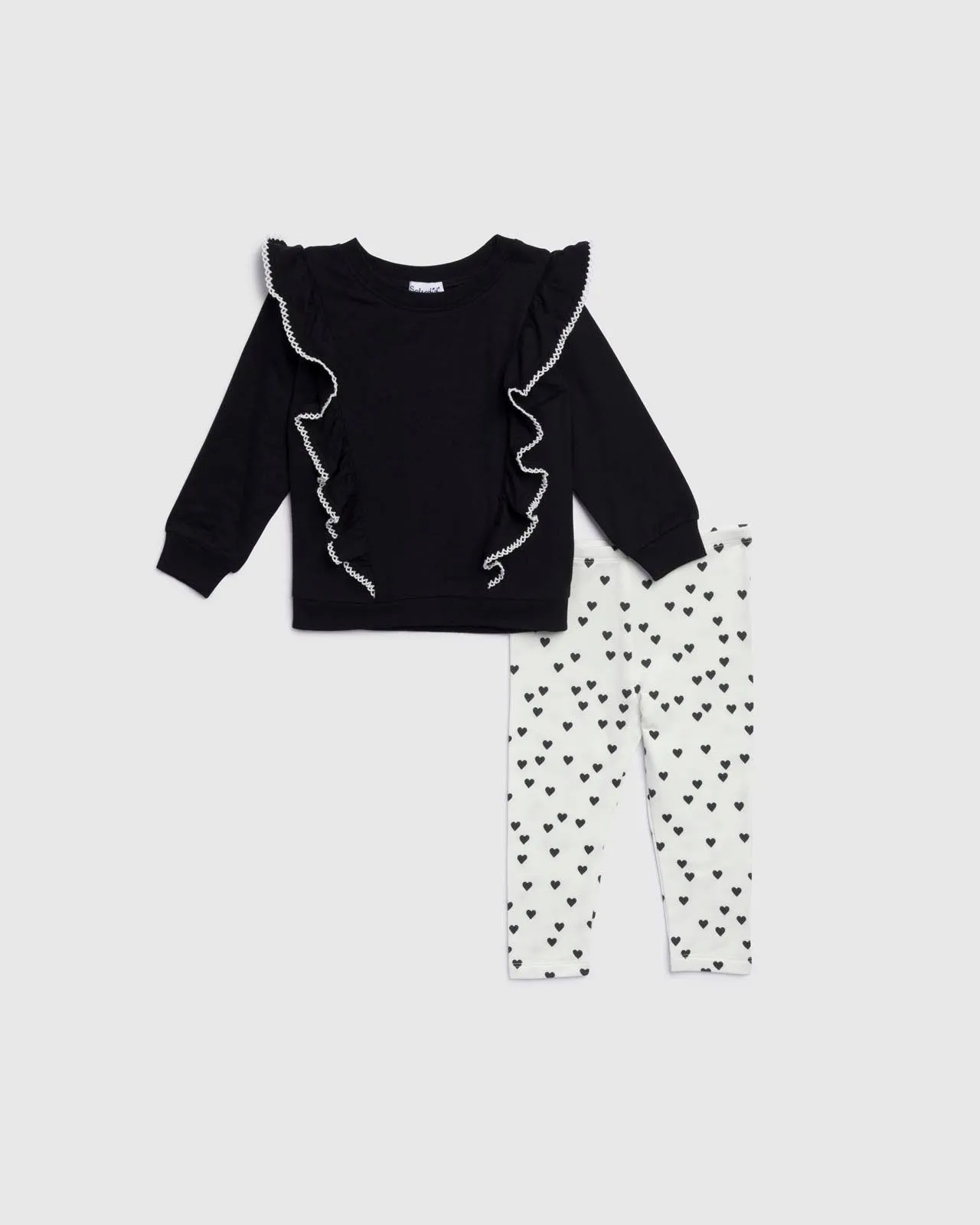 Infant Girl Ruffle Heart Sweatshirt Set