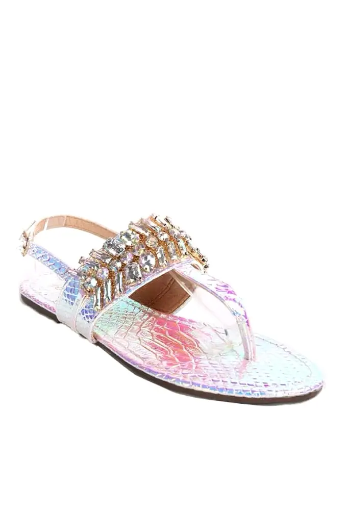 Jeweled Holographic Sandals