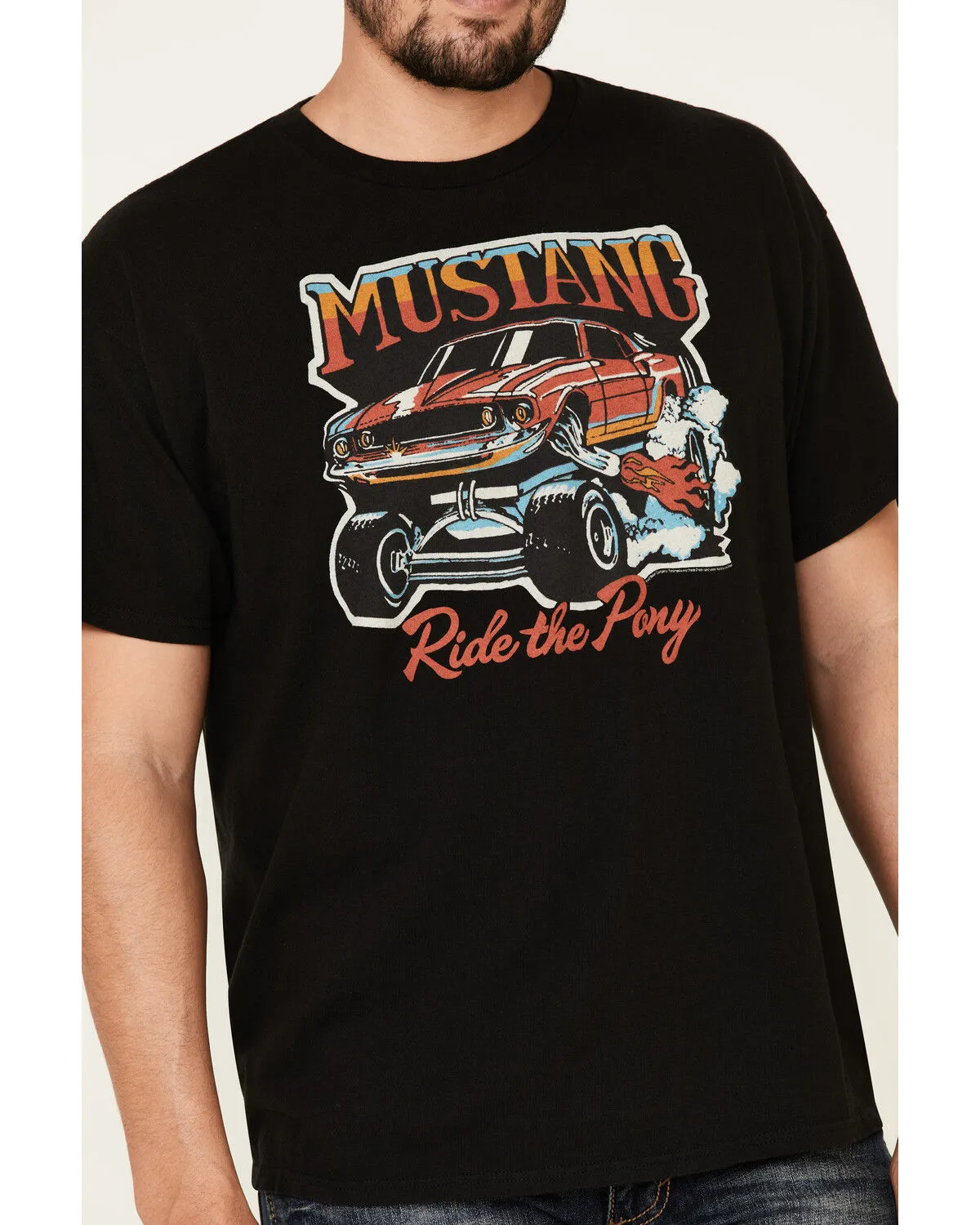 Junk Food Clothing Men's Mustang Ride The Pony Graphic T-Shirt