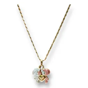 Kissing boy and girl heart charm pendant necklace in of 14k of gold plated