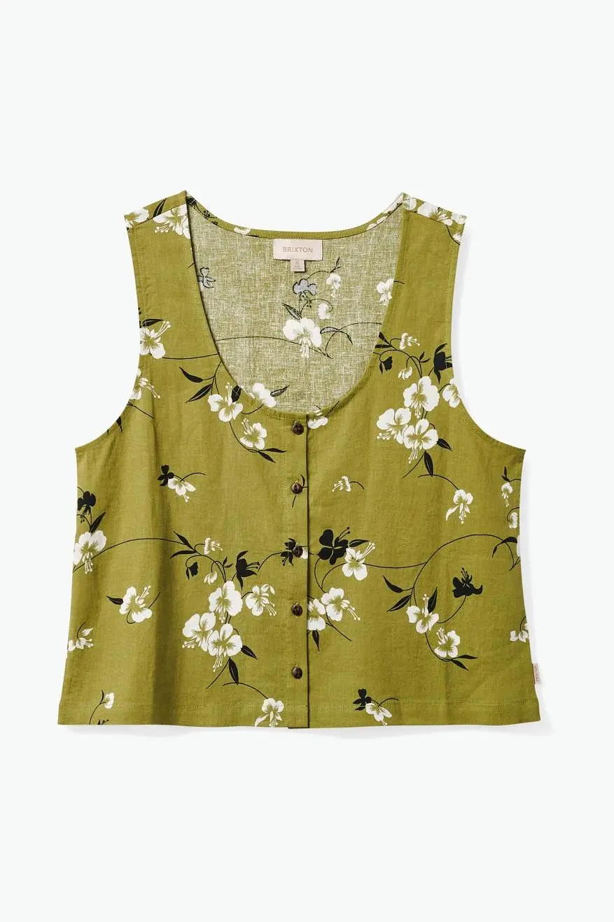 Lanai Linen Tank - Moss