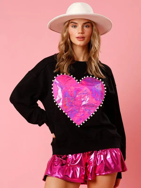 Love Pearl Loose Women Sweatshirt